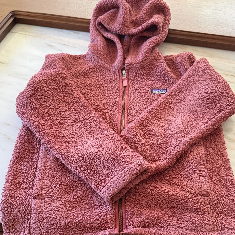 Patagonia Kids Rose-Pink Sherpa Zip Hoodie